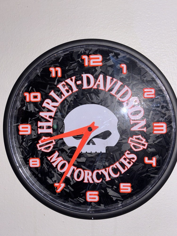 Harley-Davidson Willie G Skull 10" Wall Clock, Neon Orange Graphics