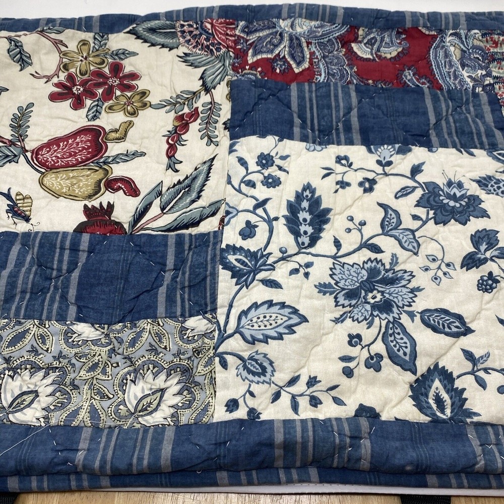 Pottery Barn Fiorella Patchwork Standard Size Pillow Sham (1) Blue