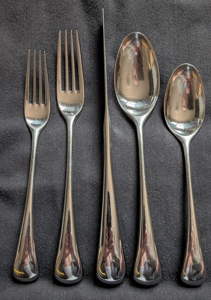 Vintage Dansk TORUN Stainless FIVE (5) piece Place Setting.  Glossy Finish.