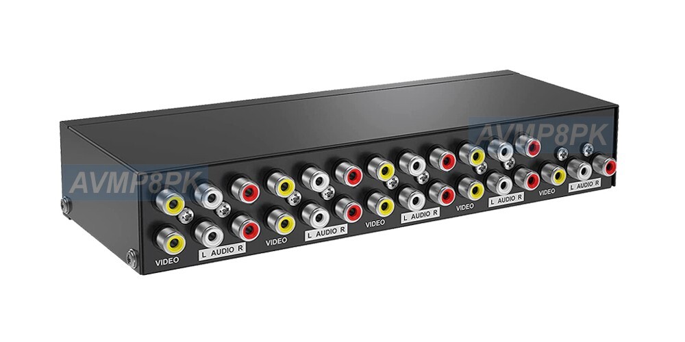 8-Port Active Composite RCA Video Audio Splitter Distribution Amp DC 9V