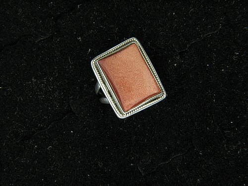 Sterling Silver Goldstone Oval or Rectangular Ladies Ring