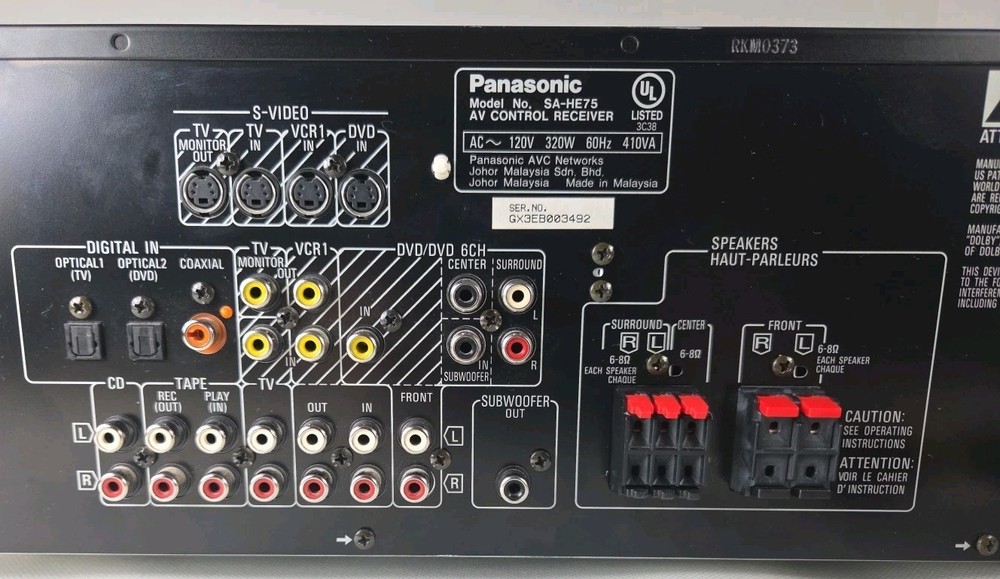 Panasonic SA-HE75 AV Control Stereo Receiver Built In Digital Surround Decoder