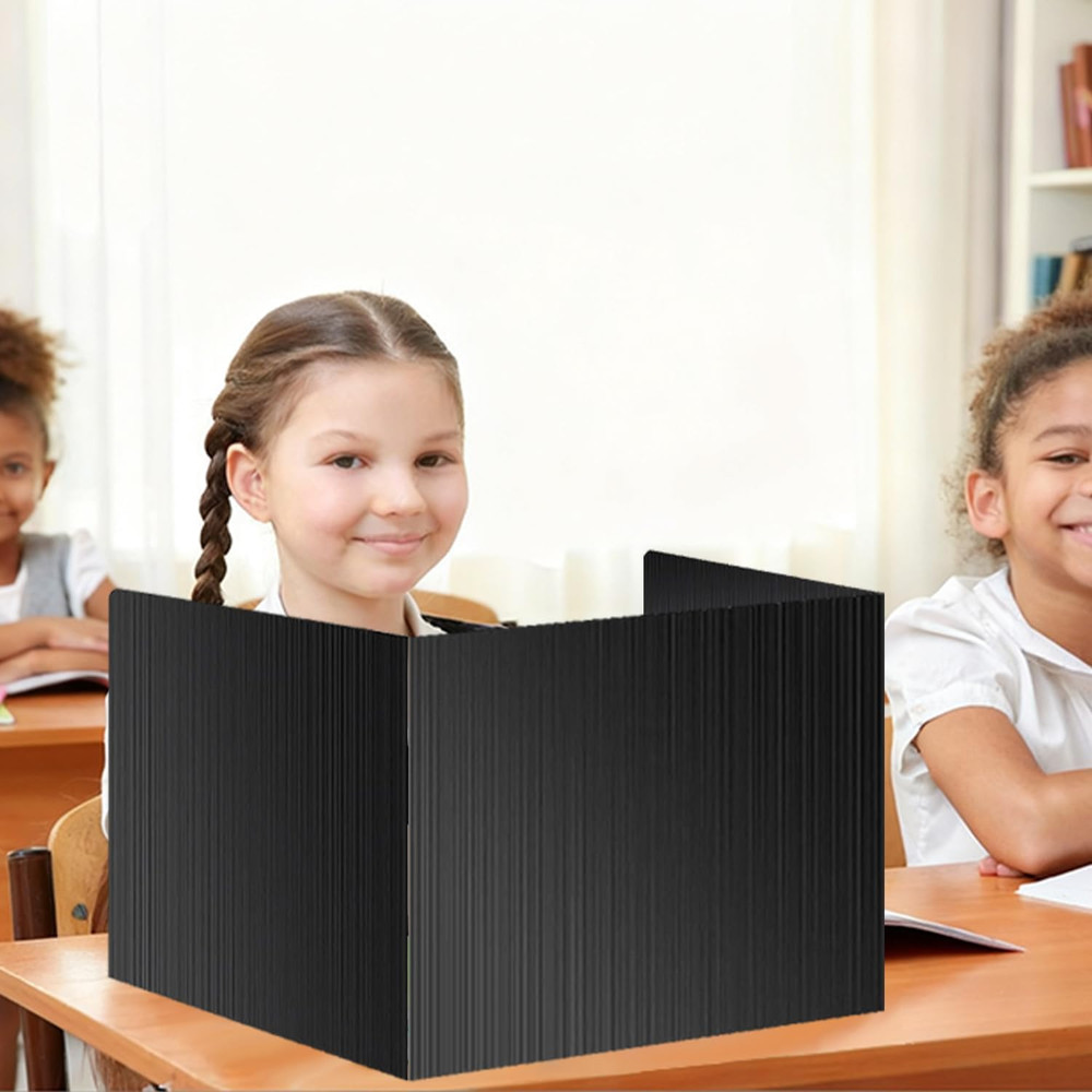 2 Pack Black Desk Dividers for Students, Waterproof Plastic Study Boards, Durabl