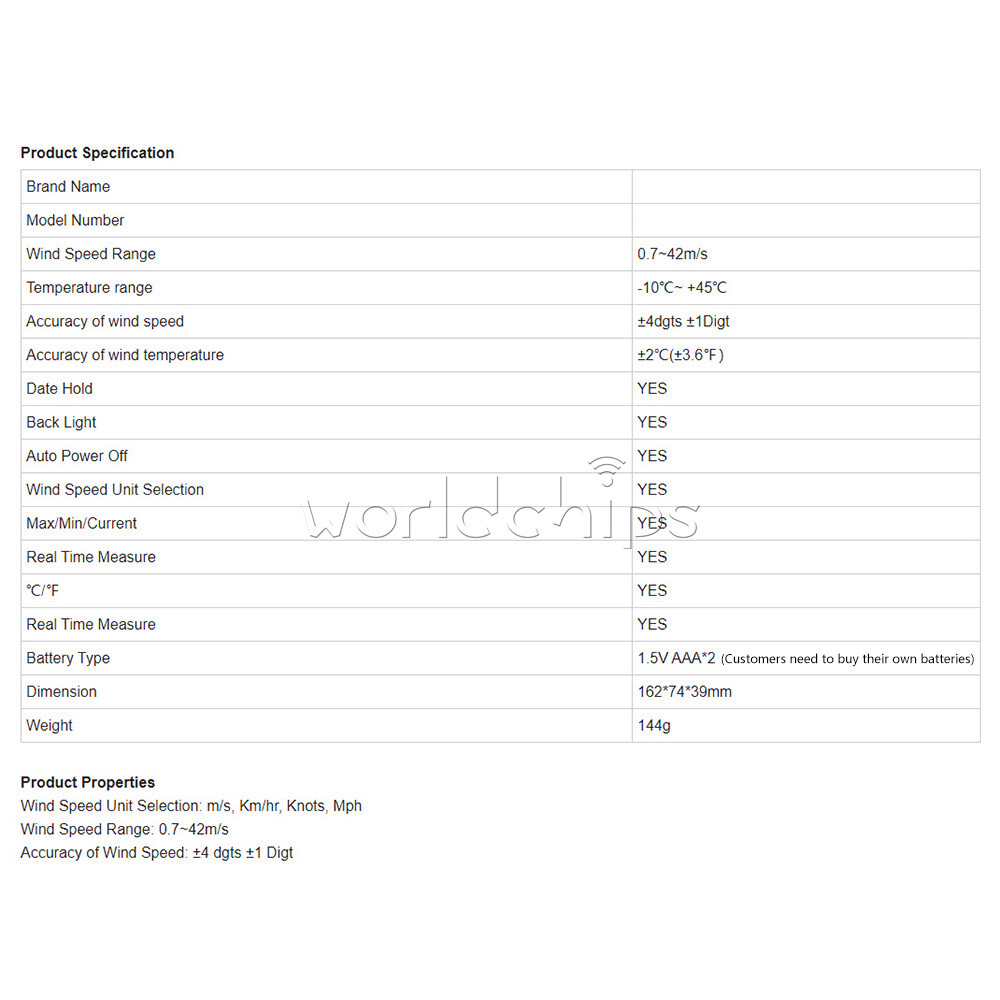 Digital Cup Anemometer Compass Measure Wind Temperature 360°Rotating + Backlight