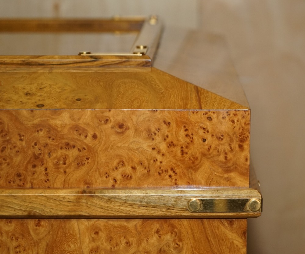 EXTRA LARGE BURR WALNUT SOLID CHEST TRUNK WITH HIDDEN BOTTOM STORAGE MUST SEE