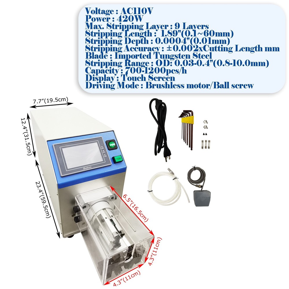 110V Semi-Automatic Coaxial Cable Rotary Knife Multi-Layer Stripping Machine