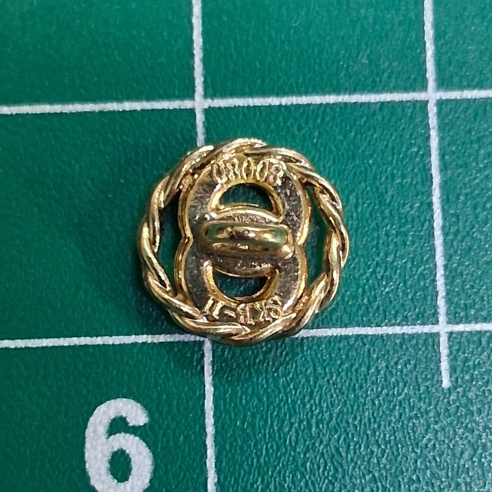 SKB Pave CZ Interlocking Circle Rope Designed Ring Gold Tone Metal Accent Button