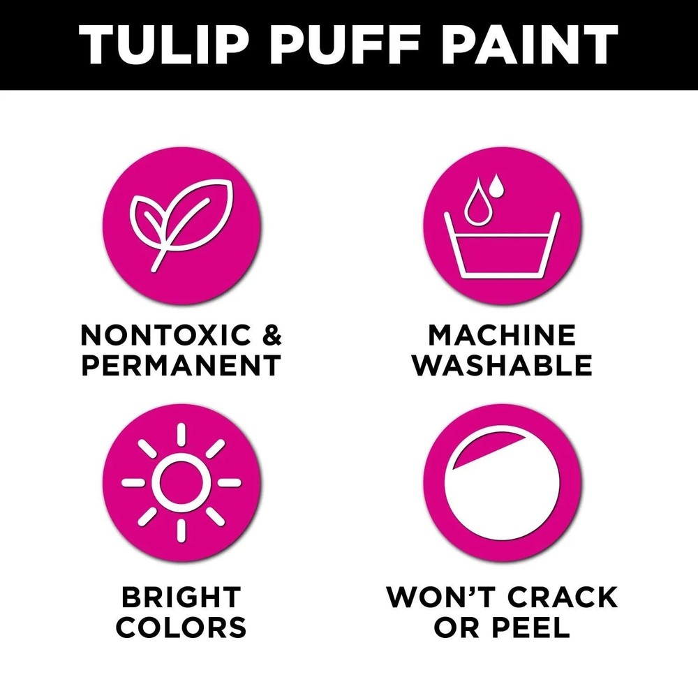 Puff Paint Essential Rainbow Colors 10-pack, Multi-Surface, Premium Quality,