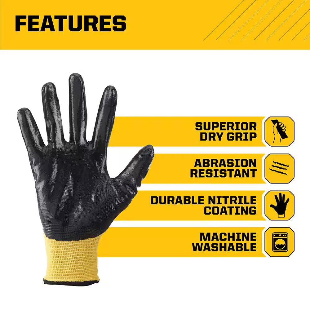 Large Nitrile Coated Outdoor & Work Gloves (100-Pack)