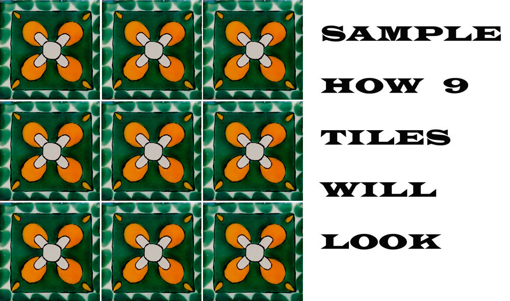 #C114 MEXICAN CERAMIC HANDMADE TALAVERA TILE SETS