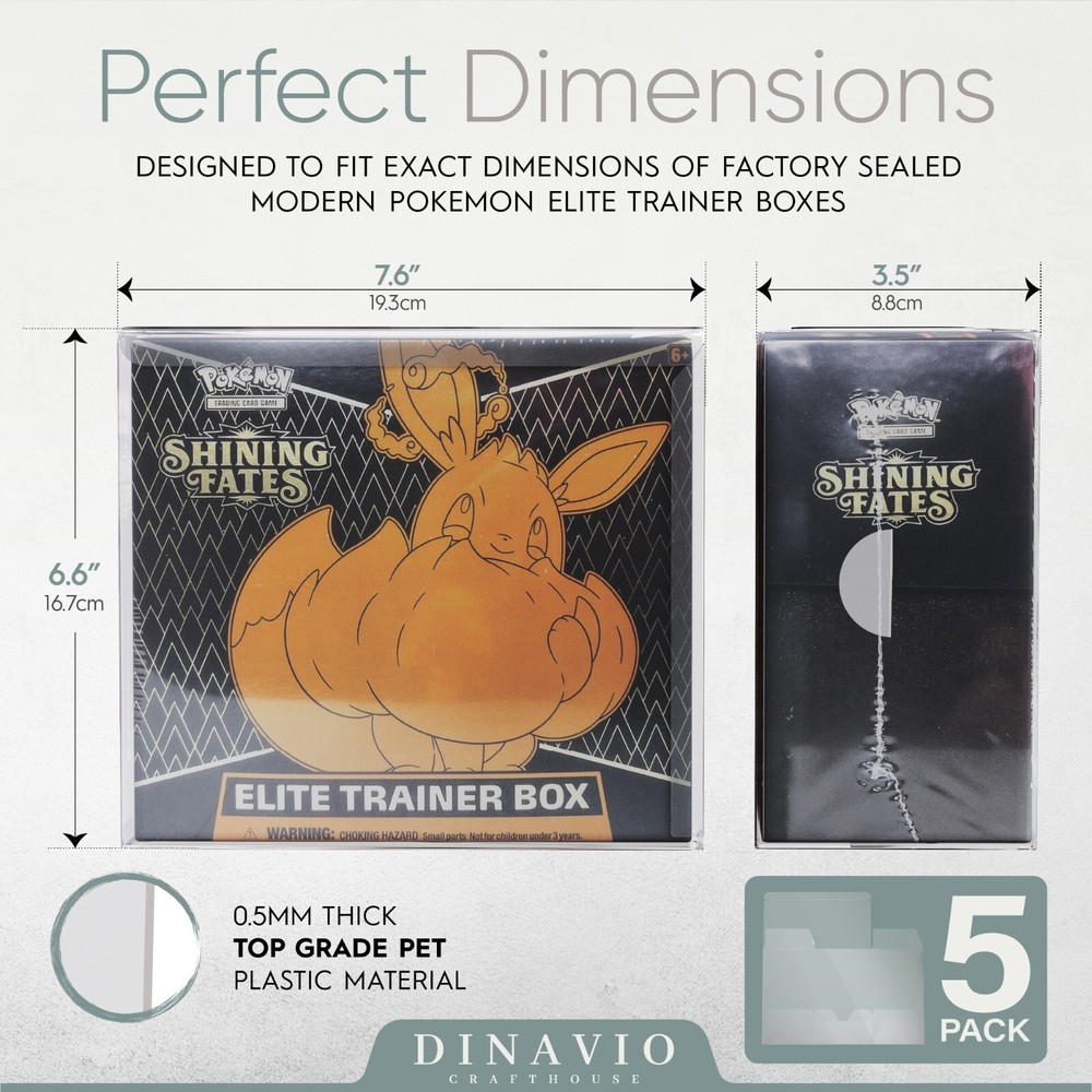 PET Plastic Pokemon Elite Trainer Box Protectors ETB Displays 5 PACK