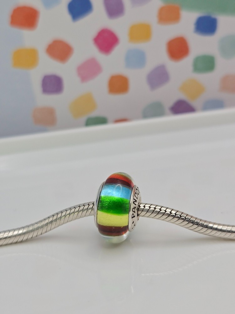 Authentic Pandora Militicolor Rainbow Murano bead moment Charm