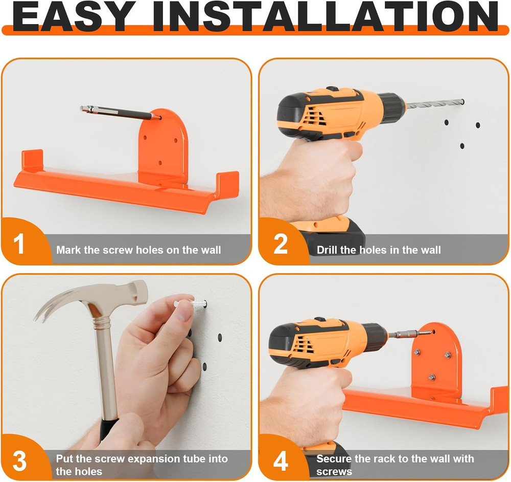 Heavy Duty Backpack Blower Rack with Hose Holder for Tool Storage - 2 Pack