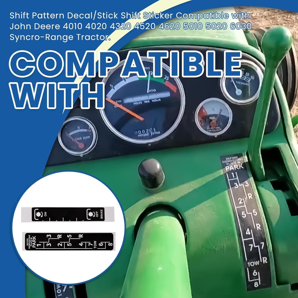 For John Deere Syncro-Range Tractor Shift Pattern Decal 4010 4020 4320 4520 5010
