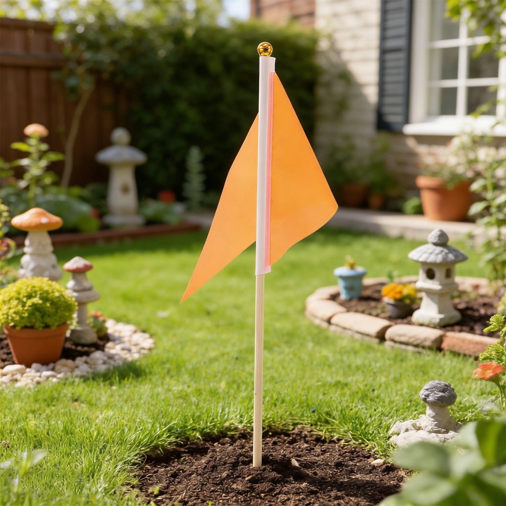 16pcs Garden Marking Flags - Small Triangular Yard Markers with Bamboo Sticks