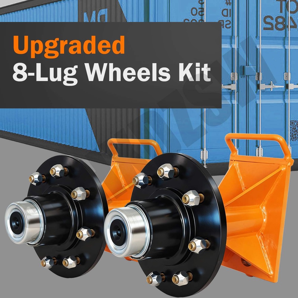 Shipping Container Wheels 8x6.5 Lug Bolt-On Spindle Kit with Handle