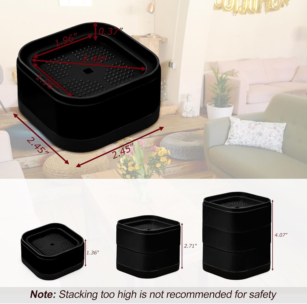 12 Pack Furniture Risers, Adjustable Bed Risers Heavy Duty Stackable Bed Raisers