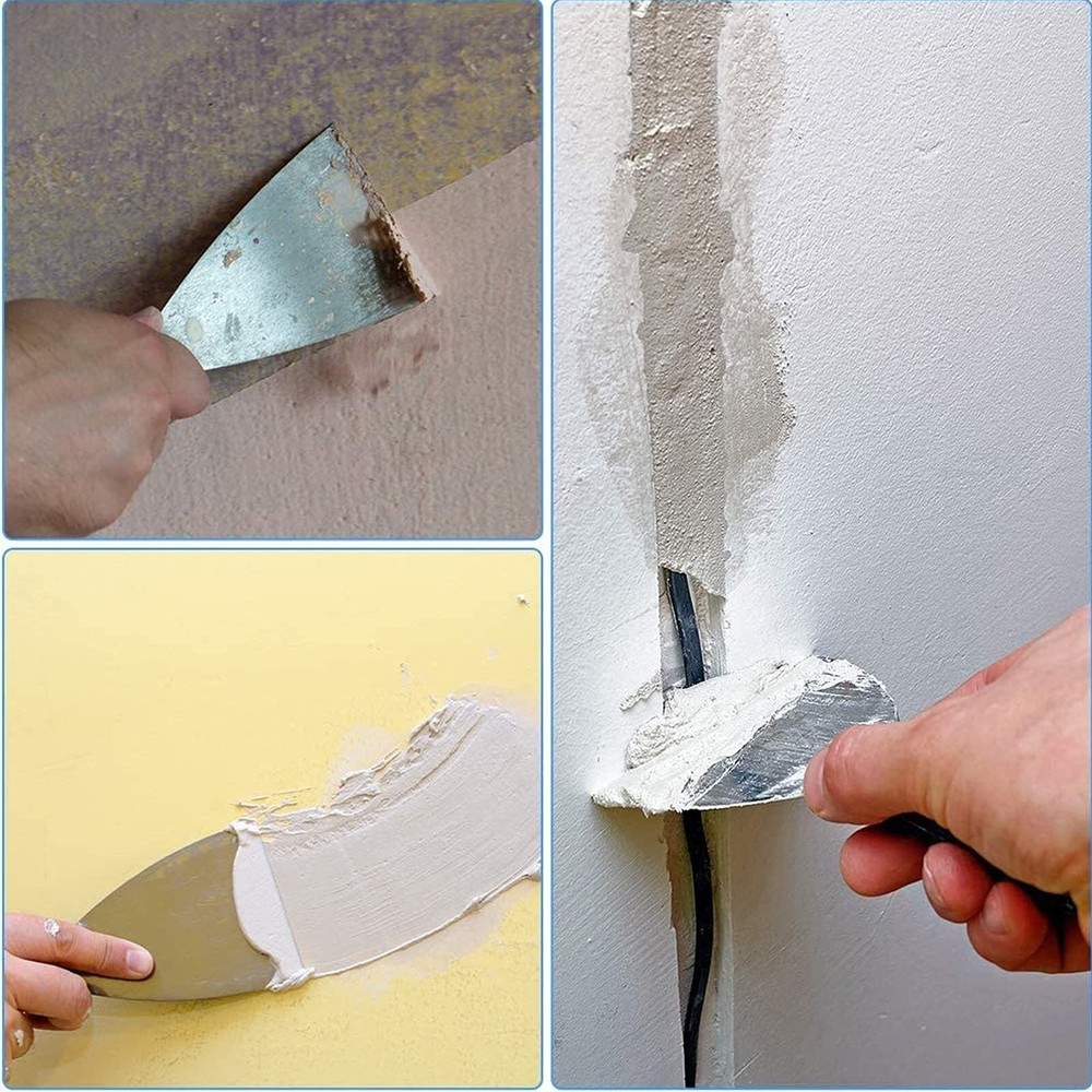 7 PCS Drywall ToolsPutty KnifePaint Scraper Tool With Storage BagStainless St...