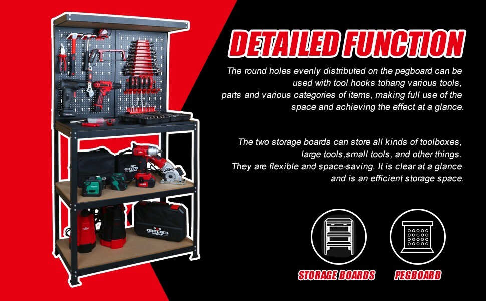 EXCITED WORK Work Bench,Hook Kit for Home Workshop Storage Tool and DIY Projects