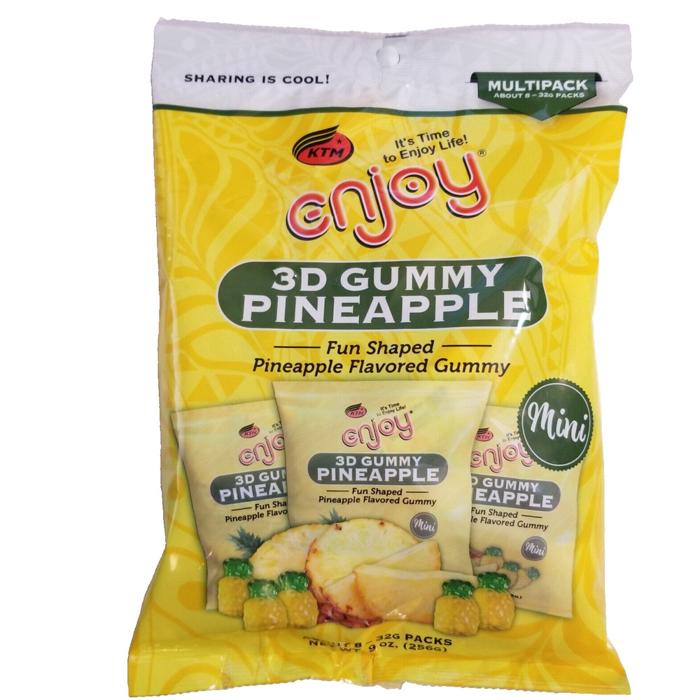 Enjoy 3D Pineapple Gummy Candy - 8 Pack Multipack, Fun Shaped, Sharing is Cool!