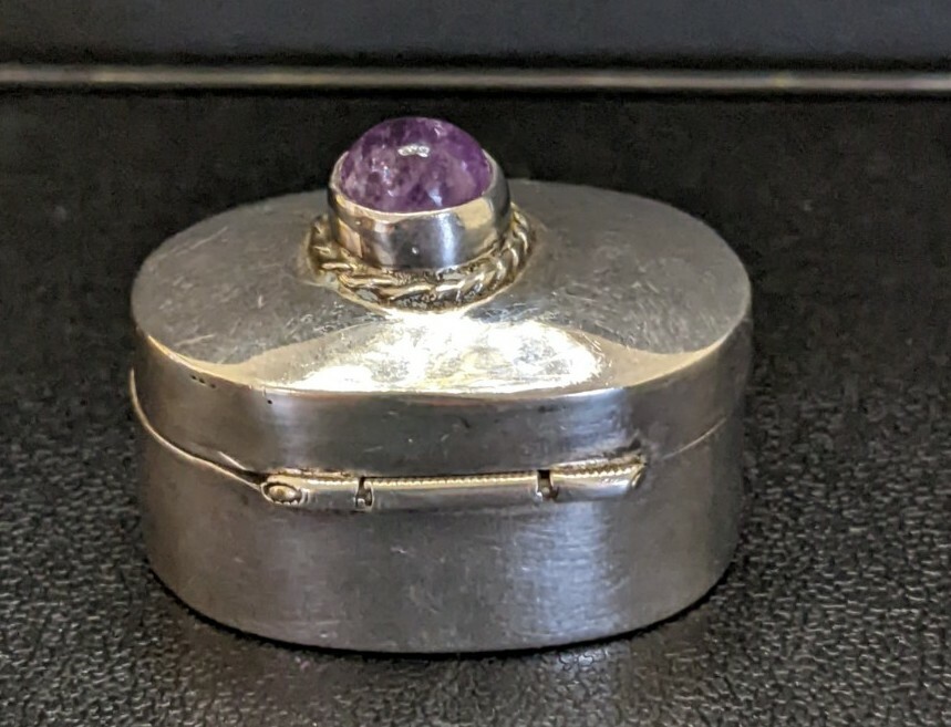 STERLING SILVER AMETHYST TRINKET BOX TAXCO