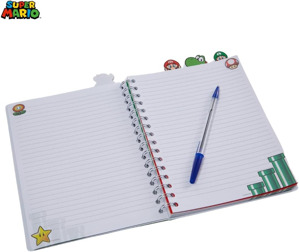 Innovative Designs Super Mario Bros Tab Journal Notebook, Spiral Bound, 96 Lined