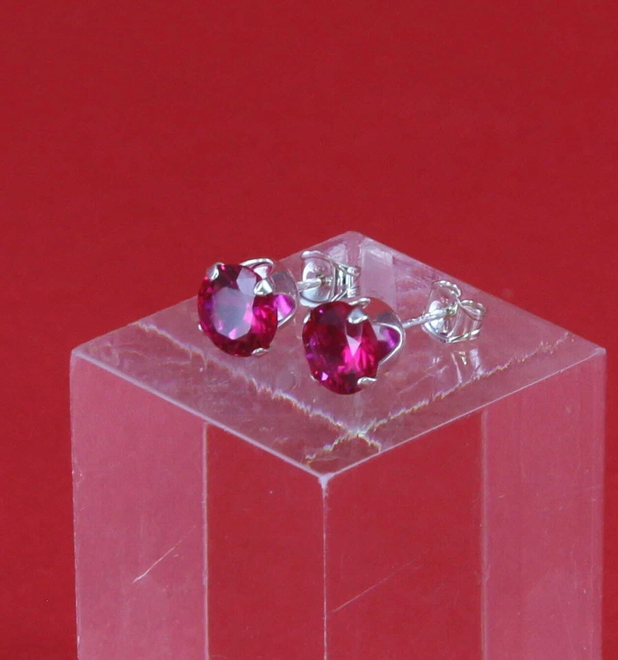 Solid .925 Sterling Silver Round Shaped Stud Earrings Cubic Zirconia