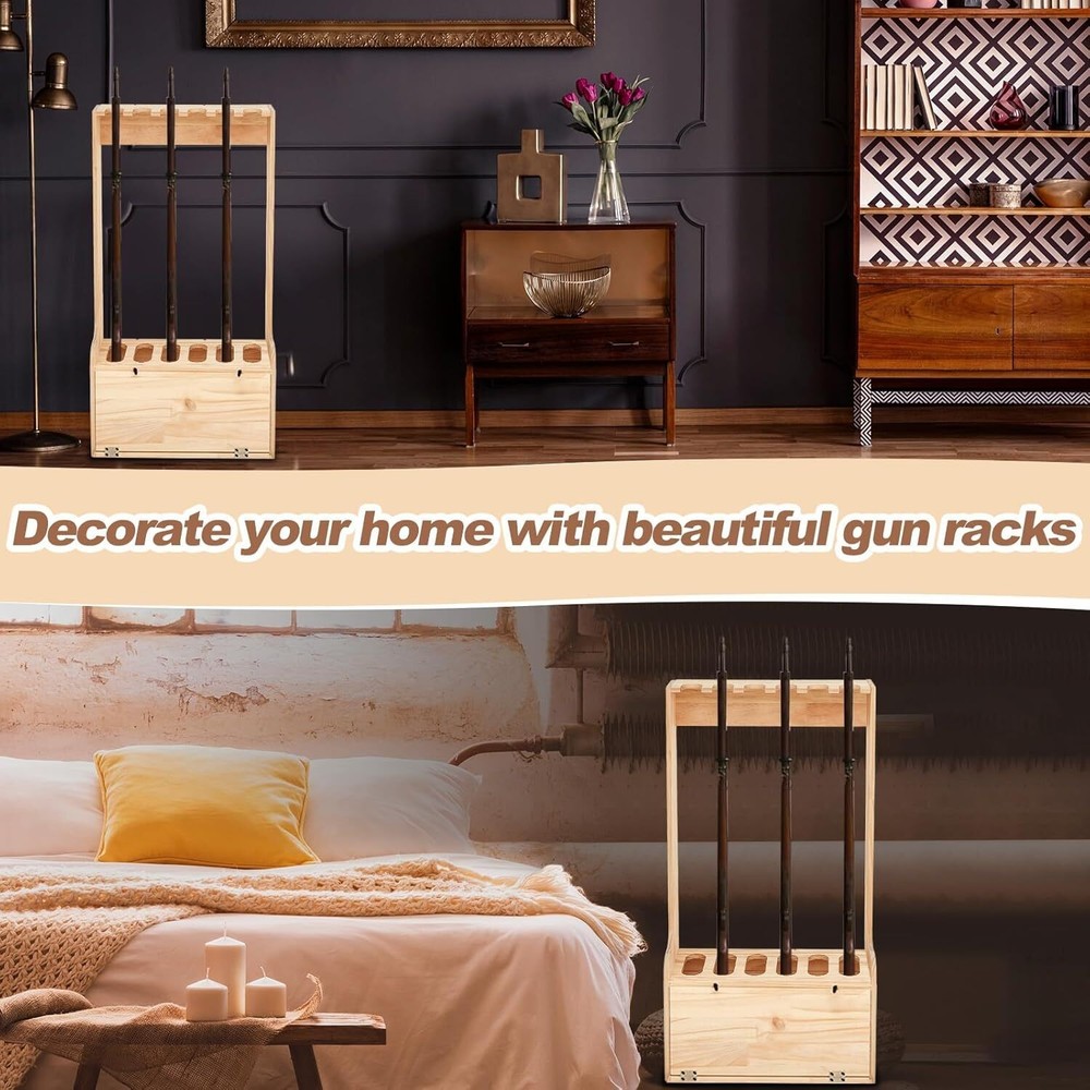 Gun Rack Wood Gun Storage Display Rack Solid Pine Standing Gun Storage Rack New