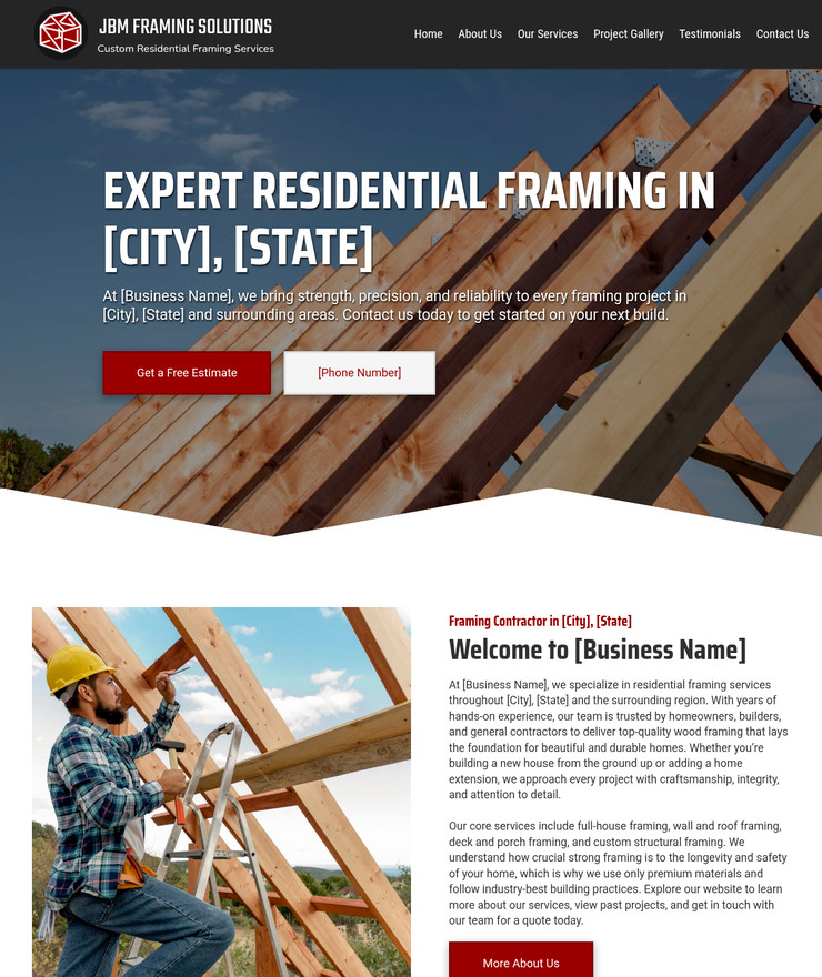 Framing Contractor Customized Business Website *SEE FULL DESCRIPTION*