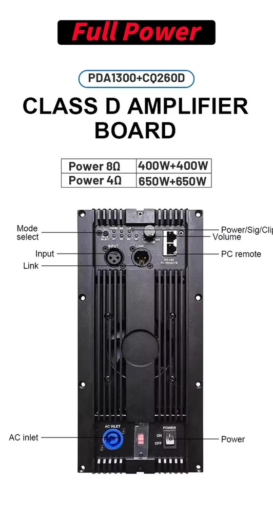 Class D 1300W Power Amplifier Module Board with Hardware Circuit Protection