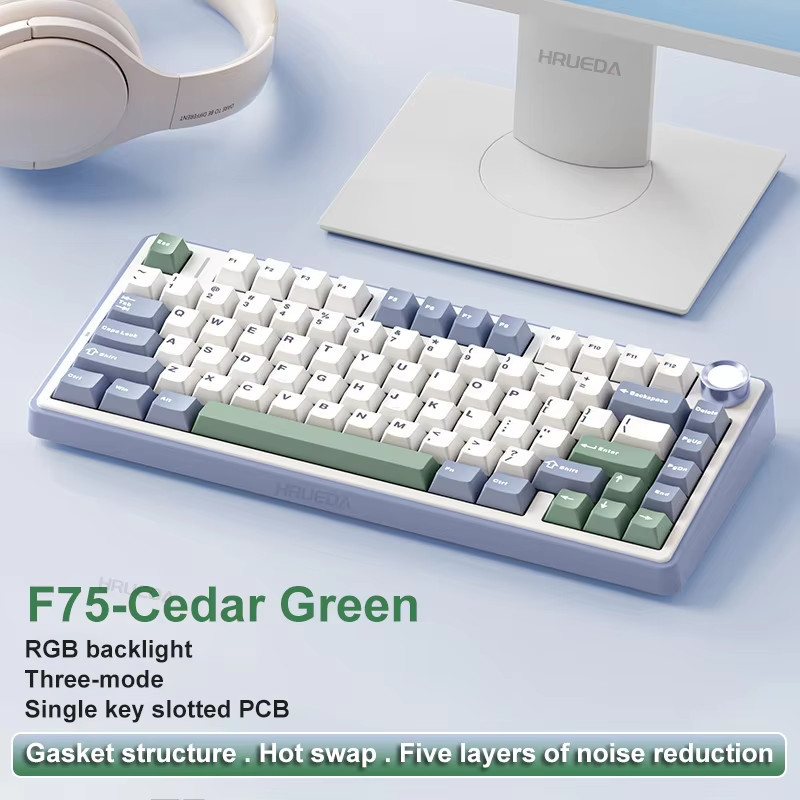 F75 2.4G Wireless/Bluetooth/Wired Gaming Mechanical Keyboard RGB Customized 75%