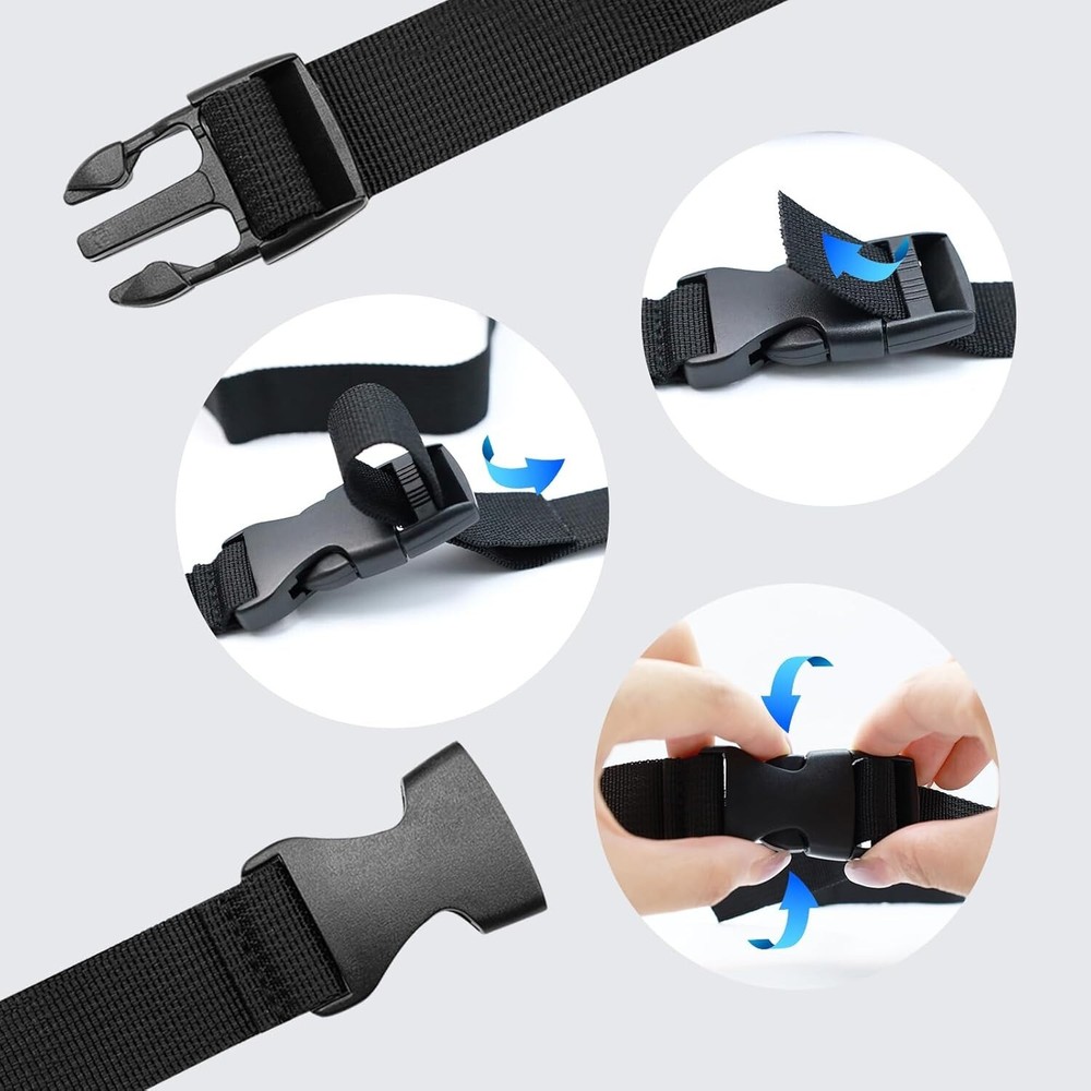 5-Pack 1" x 47" Black Nylon Quick Release Adjustable Buckle Straps