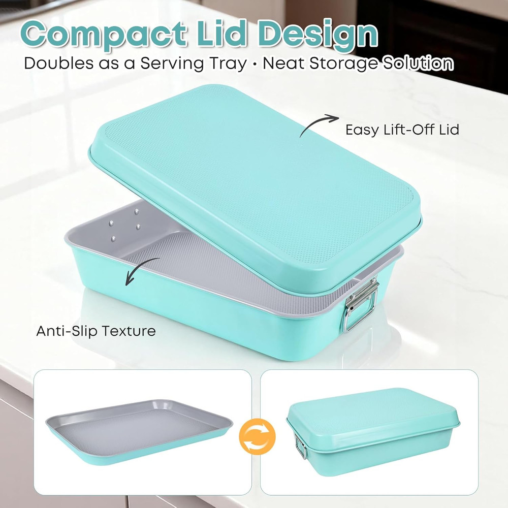 21-Pieces Stackable Nonstick Bakeware Set, PTFE/PFOA/PFOS Free Baking Pans Set w