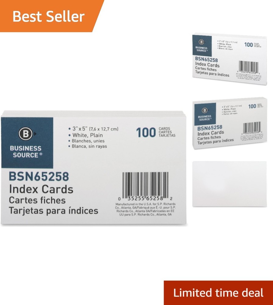 100 Count Plain 3 x 5 Index Cards - Customizable & Perfect for Note-Taking