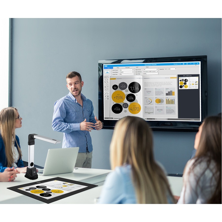 Adesso 8 Megapixel Fixed-Focus A3 Document Camera Scanner with OCR Function