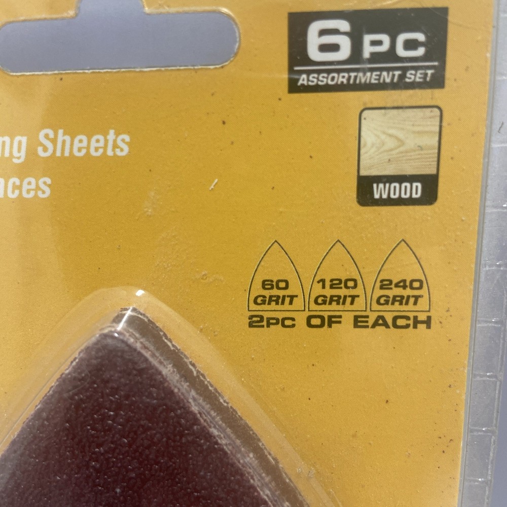 2x Warrior 6 PCs Triangle Sanding Sheets for Wood Surfaces Assorted Packs New