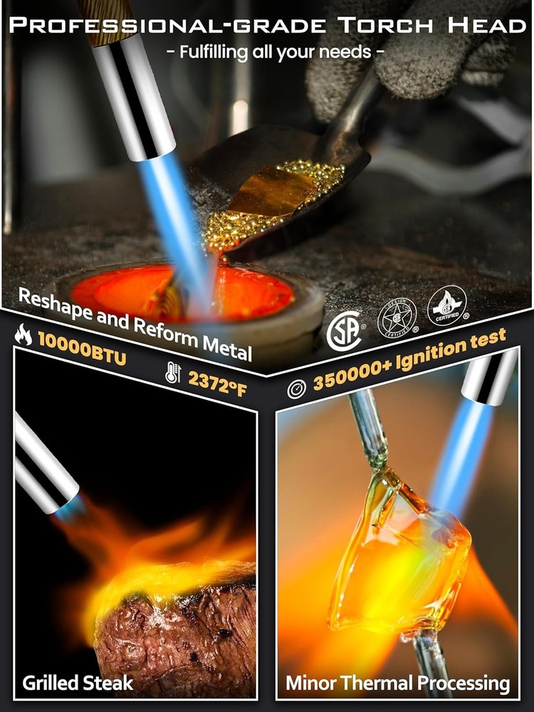 GJ-8000Pro High Intensity Propane Torch Head - Adjustable Flame & Certified