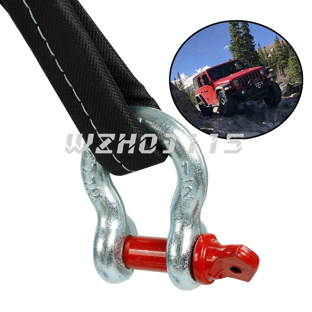 2" 20Ft Heavy Duty Tow Strap 20000 LB Capacity +D-Ring Hook BLUE