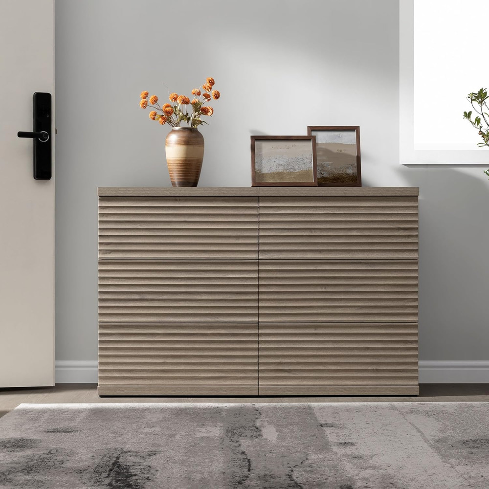 Modern Grey Alder Sideboard Buffet Cabinet with 3 Large Drawers