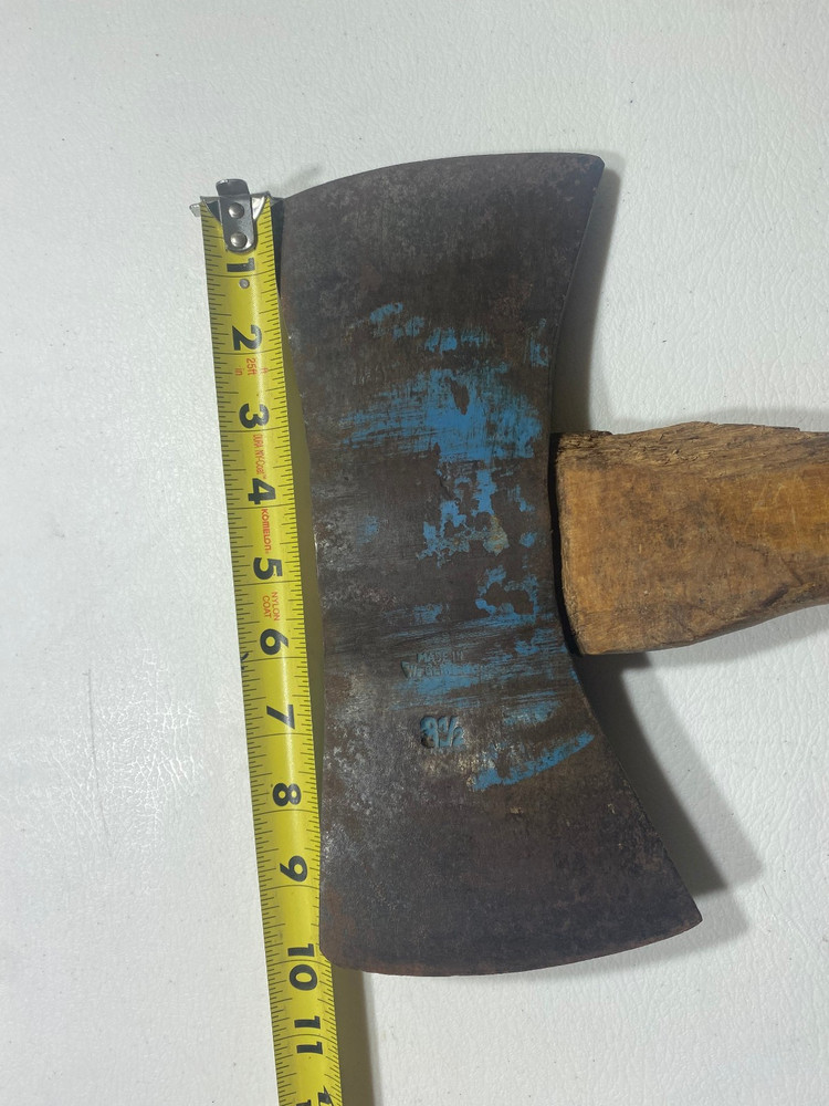 UNBRANDED - DOUBLE BIT AXE WTH ORIGINAL HANDLE "Marked 3 1/2 "