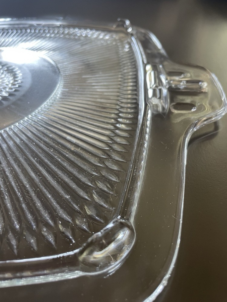 Vintage MCM Glass Footed Cake Plate, Square
