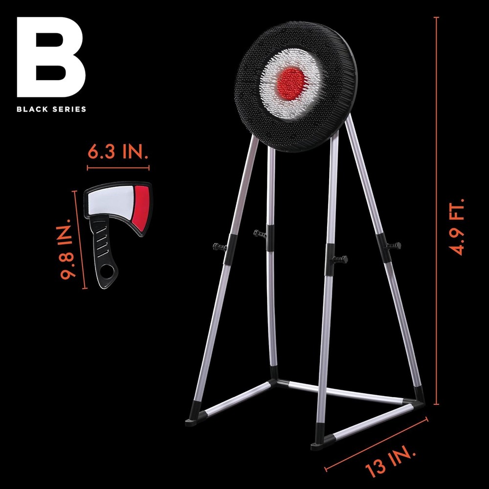 Black Series Axe Throwing Target Set, Includes 3 Axes & 4'9", Multicolor