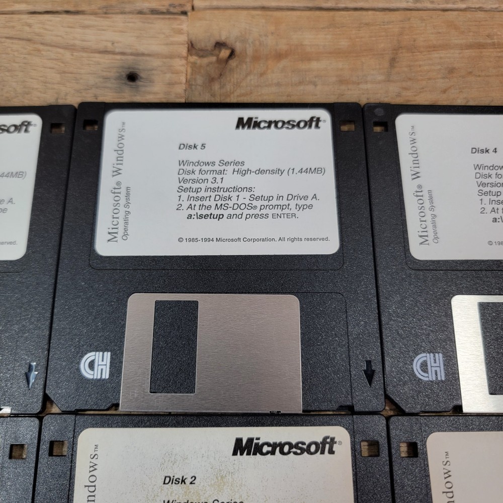 Microsoft Windows 3.1 Setup Disks (Complete 6-Disk Set, 3.5" Floppy, 1992)