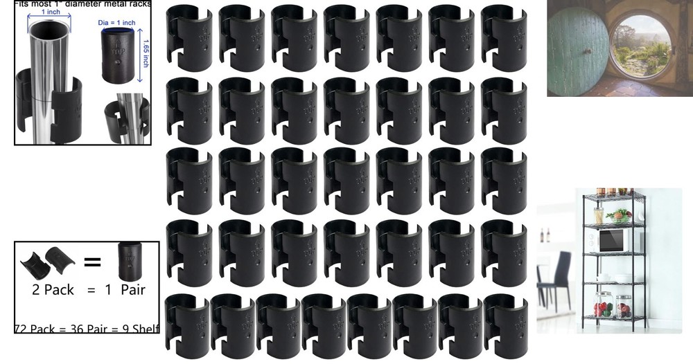 72-Pack Wire Shelving Lock Clips for 1" Posts - Durable Shelf Replacements
