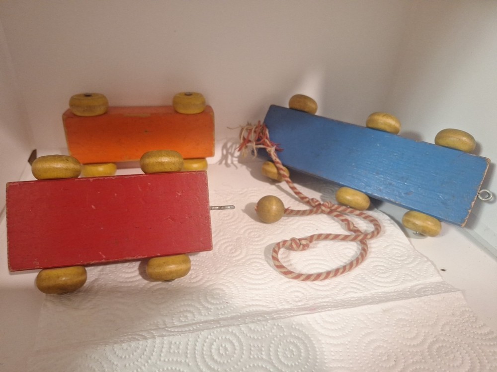 Playskool 1950s Wooden Trains, Pull String, Pull Along.