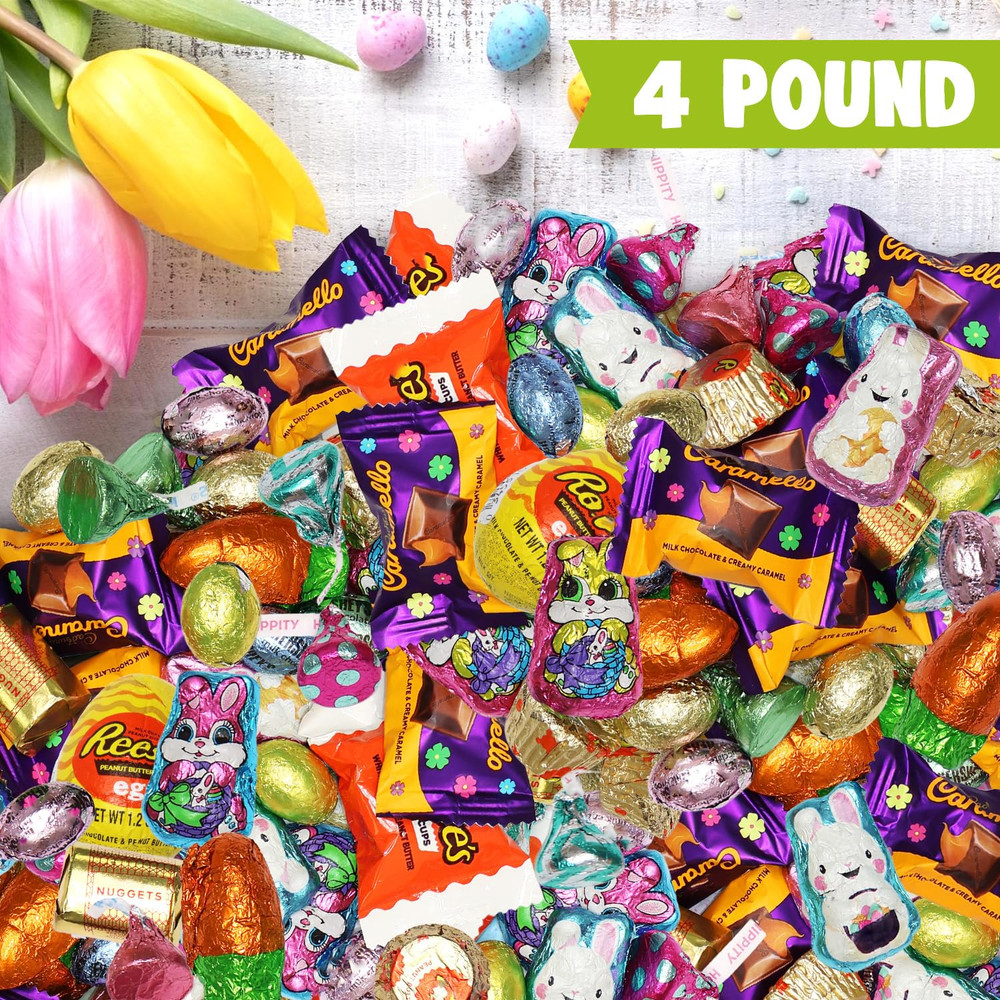 Bulk Easter Chocolate Candy Mix - 4 Pound Assorted Individually Wrapped Chocolat