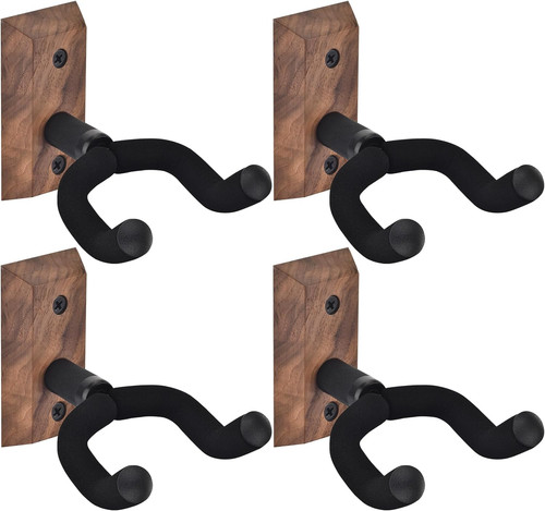 Guitar Wall Mount 4 Pack Hangers with Rotatable Soft Hook for Size Guitars