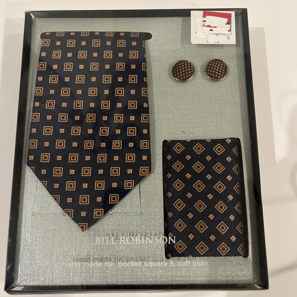 Bill Robinson Handmade Tie, Pocket Square And Cuff Links