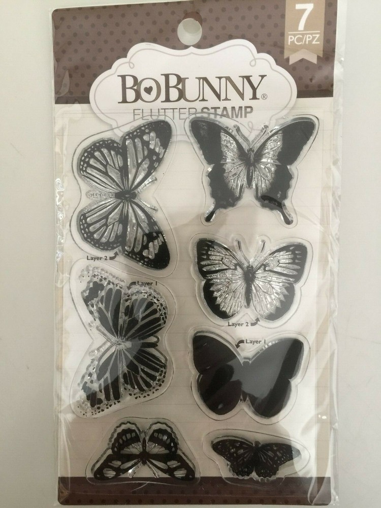 Bo Bunny Clear Acrylic Stamps - Flutter -NEW