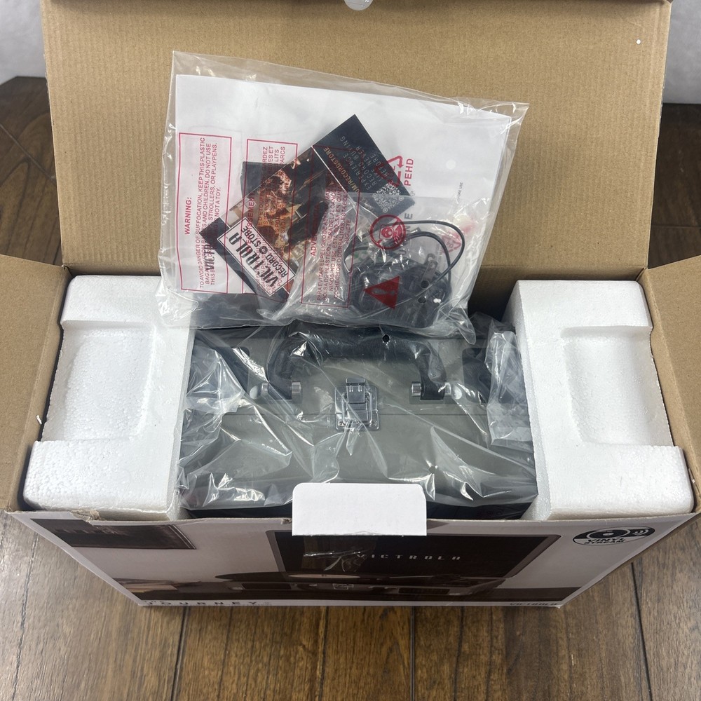 Victrola Journey+ Bluetooth Record Player Suitcase Gray Open Box Tested Working